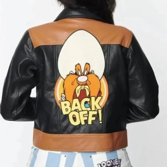 NWT Looney Tunes X Unique Vintage Yosemite Sam “Back Off” Trucker Jacket - Picture 1 of 3